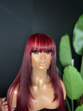 99j Cherry Red Fringe Bangs Polished Crowns